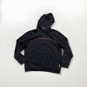 Nike Livestrong Hoodie Mens Large Black Pink Sweatshirt Therma Fit Hooded Gym